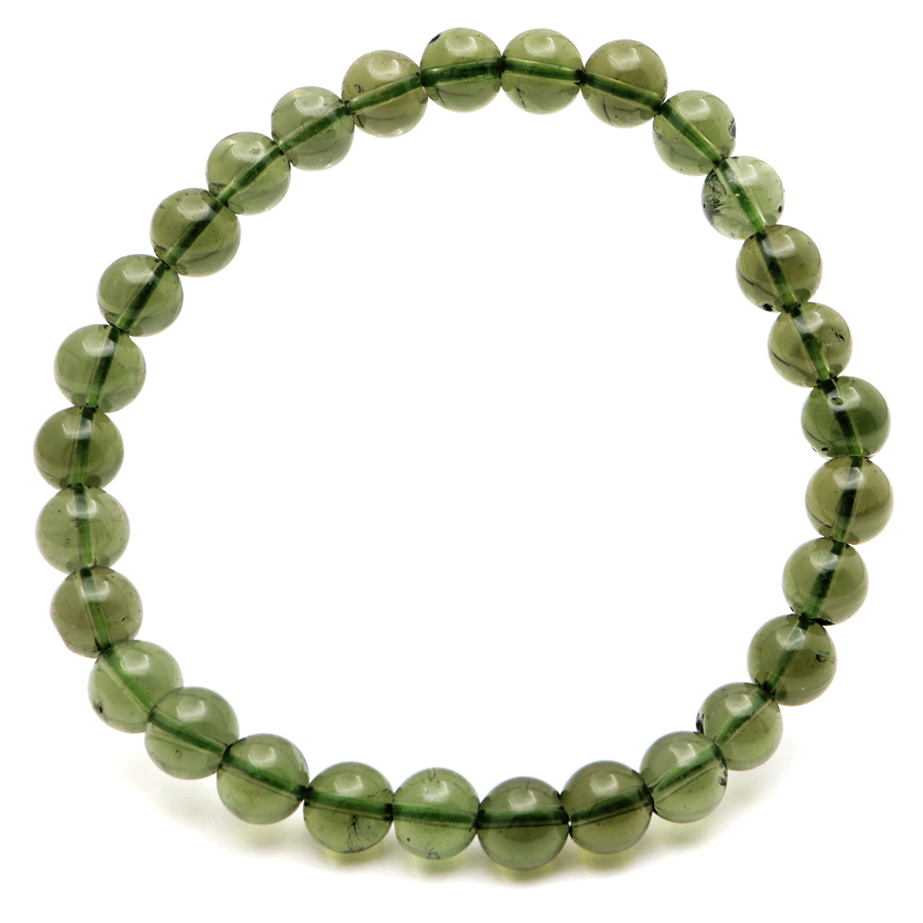 モルダバイト ブレスレット 6.5mm 鑑別書付き 天然ガラス 1点物 宇宙の神秘 天然石 パワーストーン 送料無料