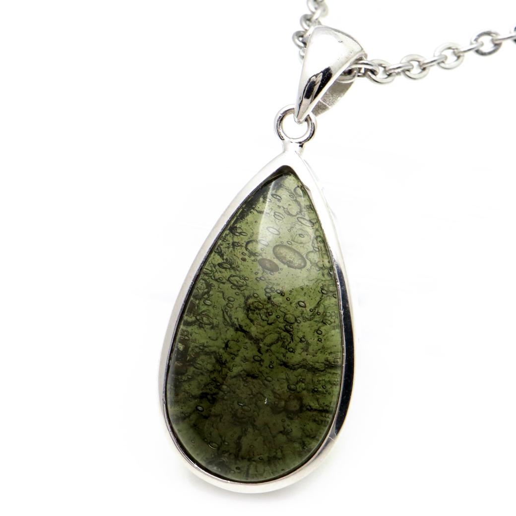 モルダバイト ネックレス 鑑別書付き 天然石 ペンダント 超高品質 龍紋がはっきりと見える 本物 Silver925