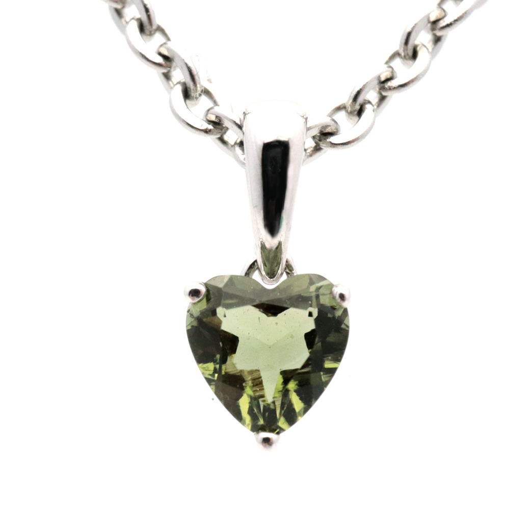 モルダバイト ネックレス ハート型 最高品質5A Silver925使用 宝石質 天然石 ペンダント 鑑別書発行可能