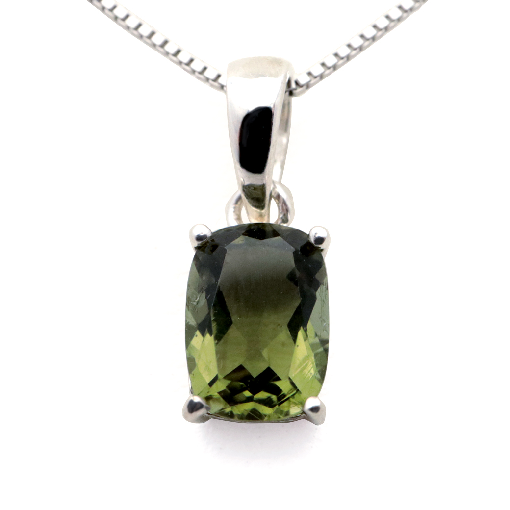 モルダバイト ネックレス 天然石 ペンダント スクエア型 最高品質5A Silver925使用