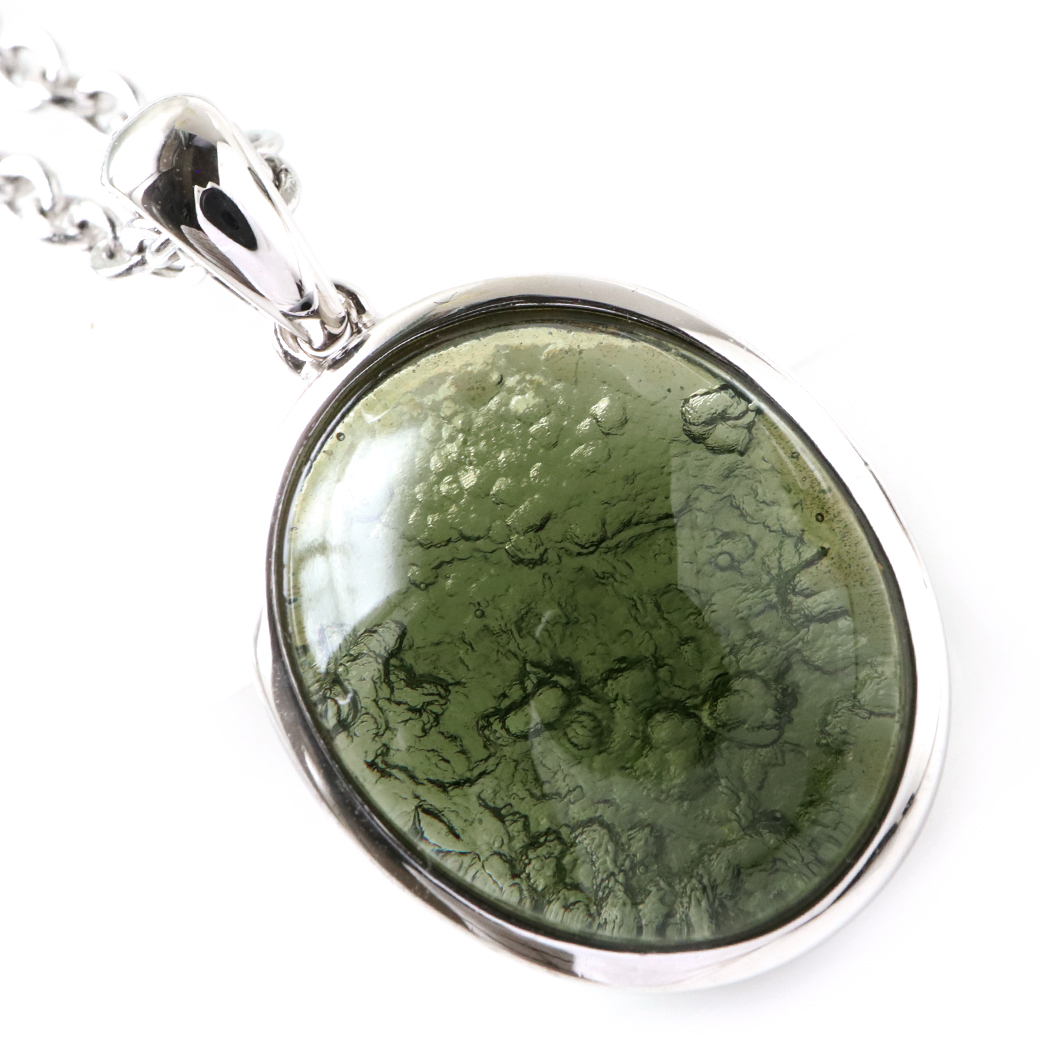 モルダバイト ネックレス 鑑別書付き 天然石 ペンダント 超高品質 龍紋がはっきりと見える 本物 Silver925