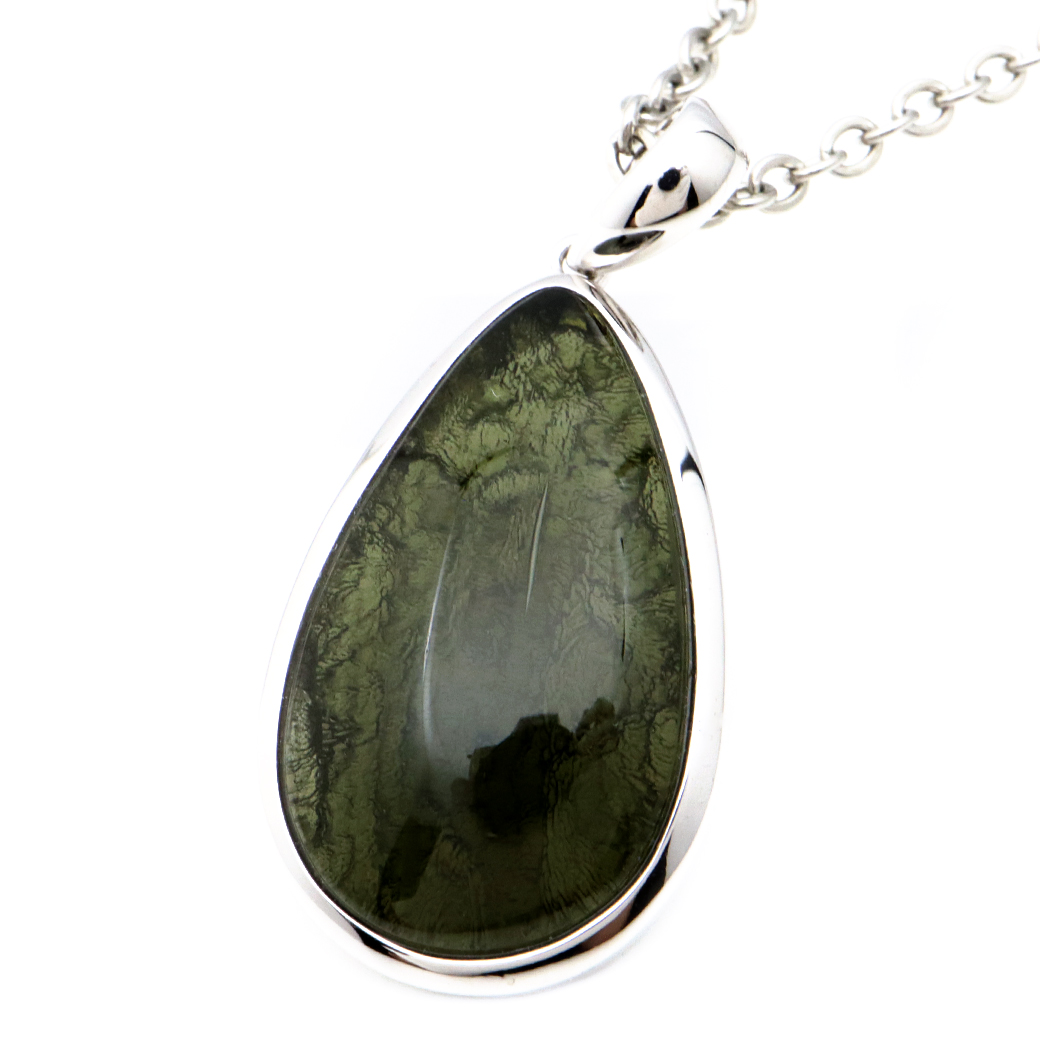 モルダバイト ネックレス 鑑別書付き 天然石 ペンダント 超高品質 龍紋がはっきりと見える 本物 Silver925