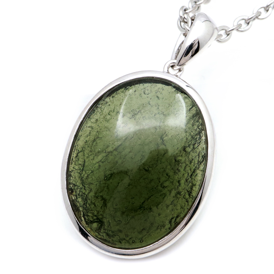 モルダバイト ネックレス 鑑別書付き 天然石 ペンダント 超高品質 龍紋がはっきりと見える 本物 Silver925