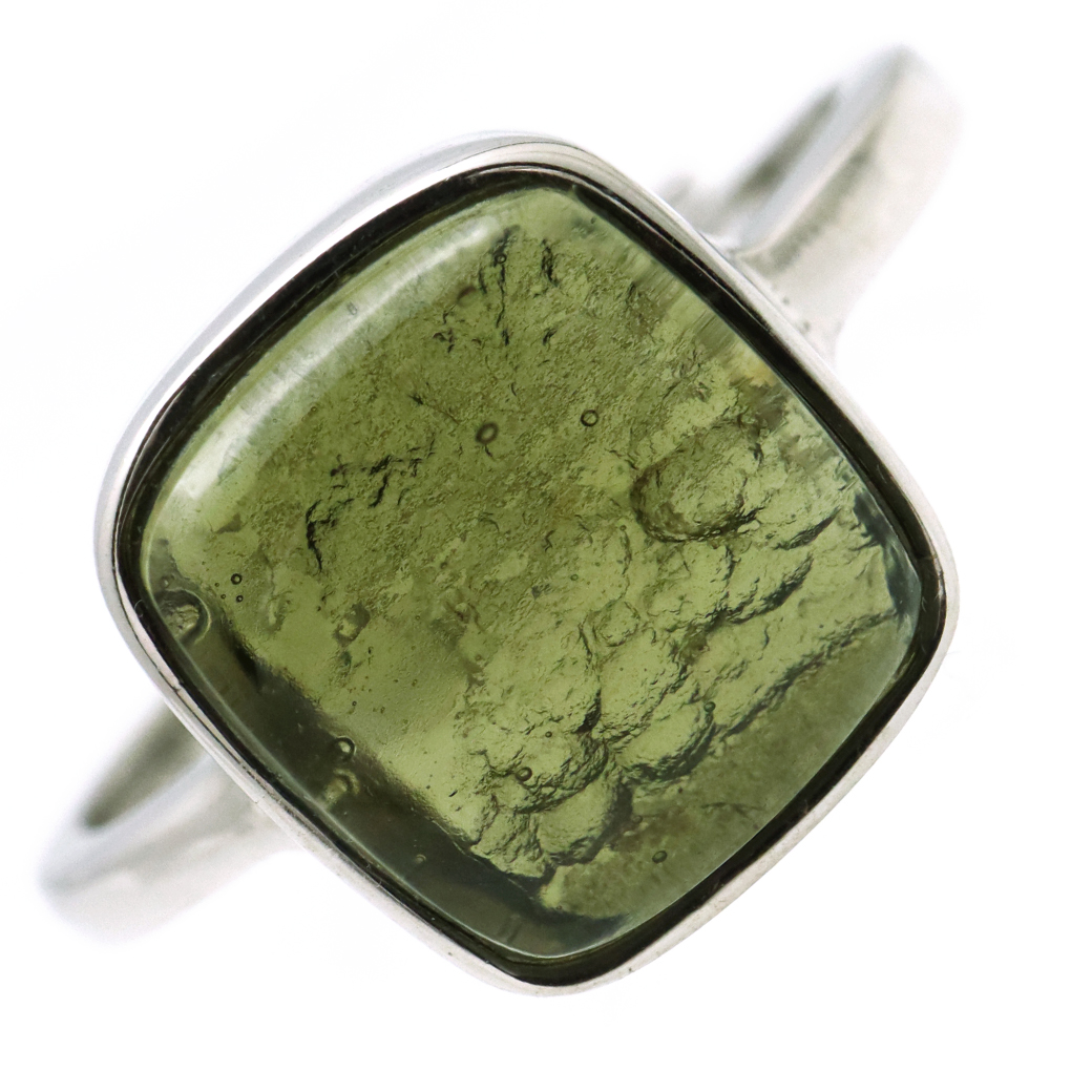 モルダバイト 指輪 リング しずく ドロップ レディース 龍紋がはっきりと見える 1点物 宇宙 ガラス パワーストーン 天然石