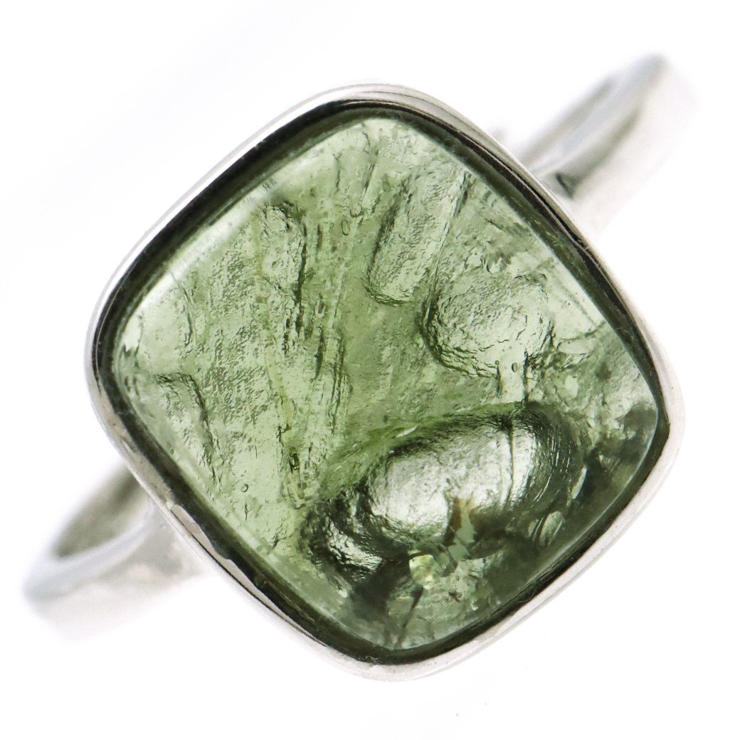 モルダバイト 指輪 リング レディース 龍紋がはっきりと見える 1点物 宇宙 ガラス パワーストーン 天然石 贈り物 プレゼントに