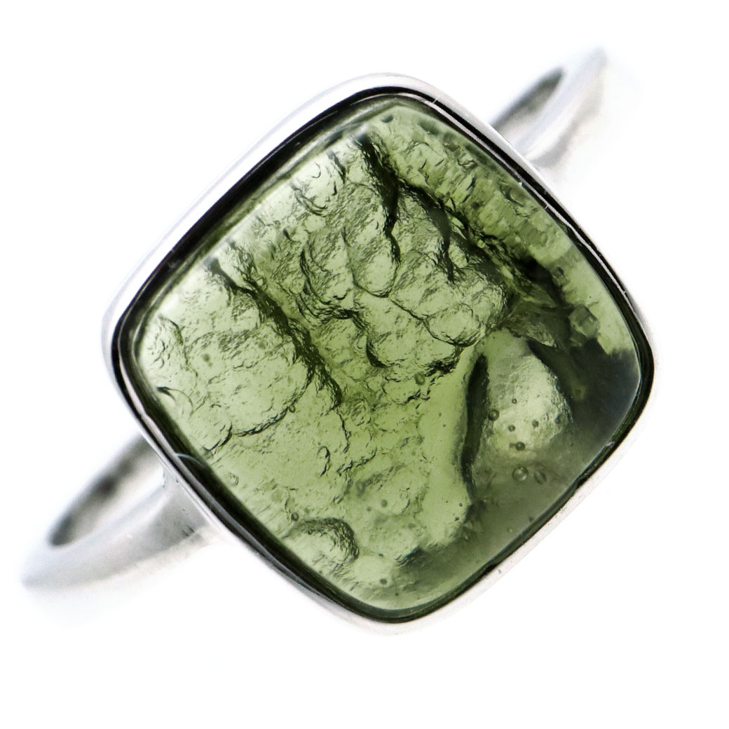 モルダバイト 指輪 リング レディース 龍紋がはっきりと見える 1点物 宇宙 ガラス パワーストーン 天然石