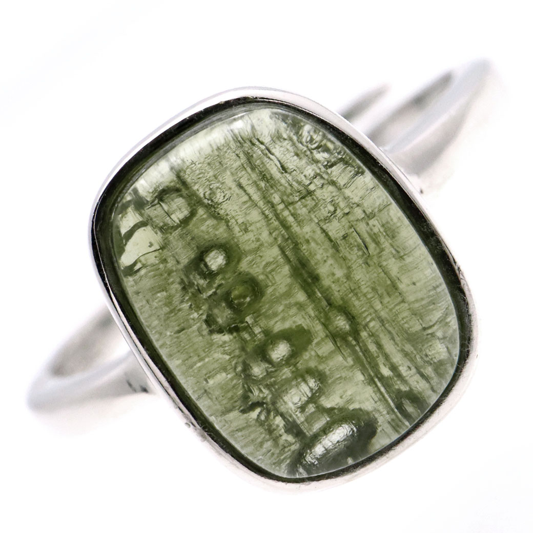 モルダバイト 指輪 リング レディース 龍紋がはっきりと見える 1点物 宇宙 ガラス パワーストーン 天然石