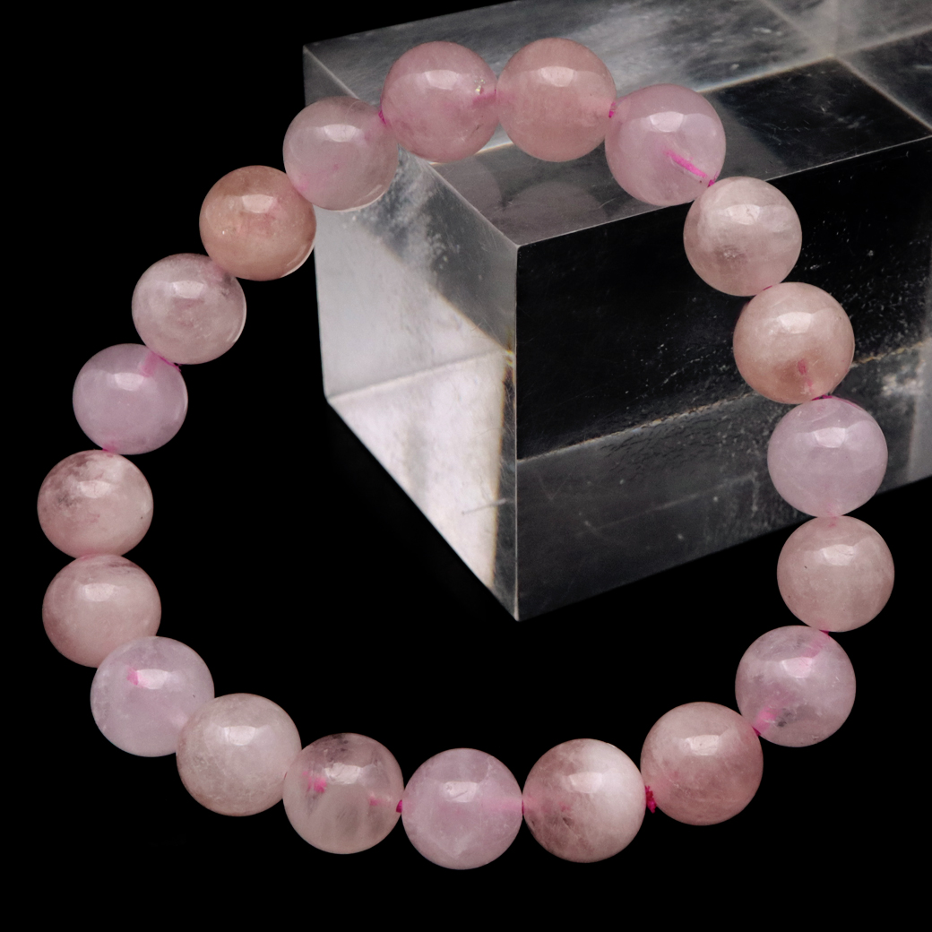 モルガナイト ブレスレット 9.5mm ピンク アクアマリン 3月 誕生石 天然石 1点物 パワーストーン morganite