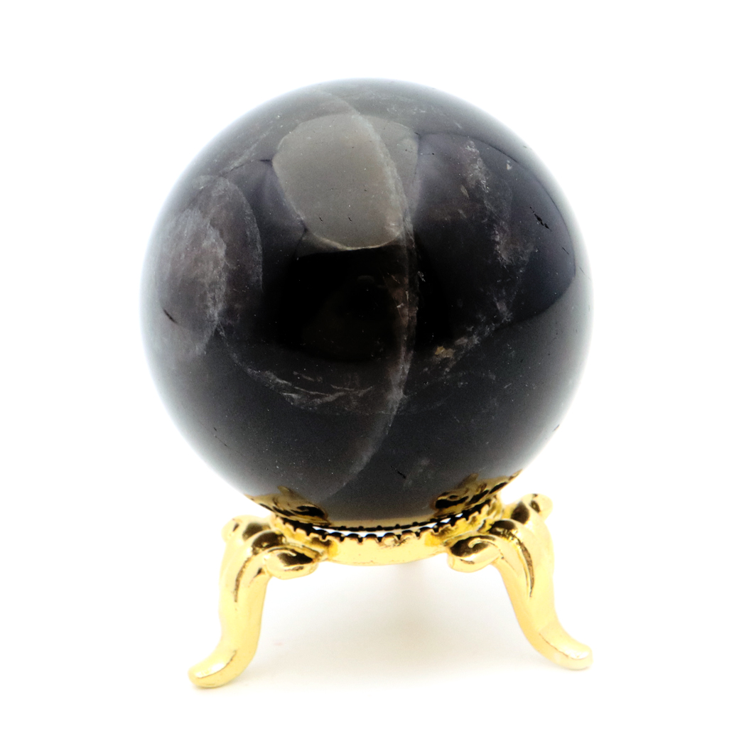 モリオン 黒水晶 丸玉 台座付き 山東省産 天然石 パワーストーン 1点もの