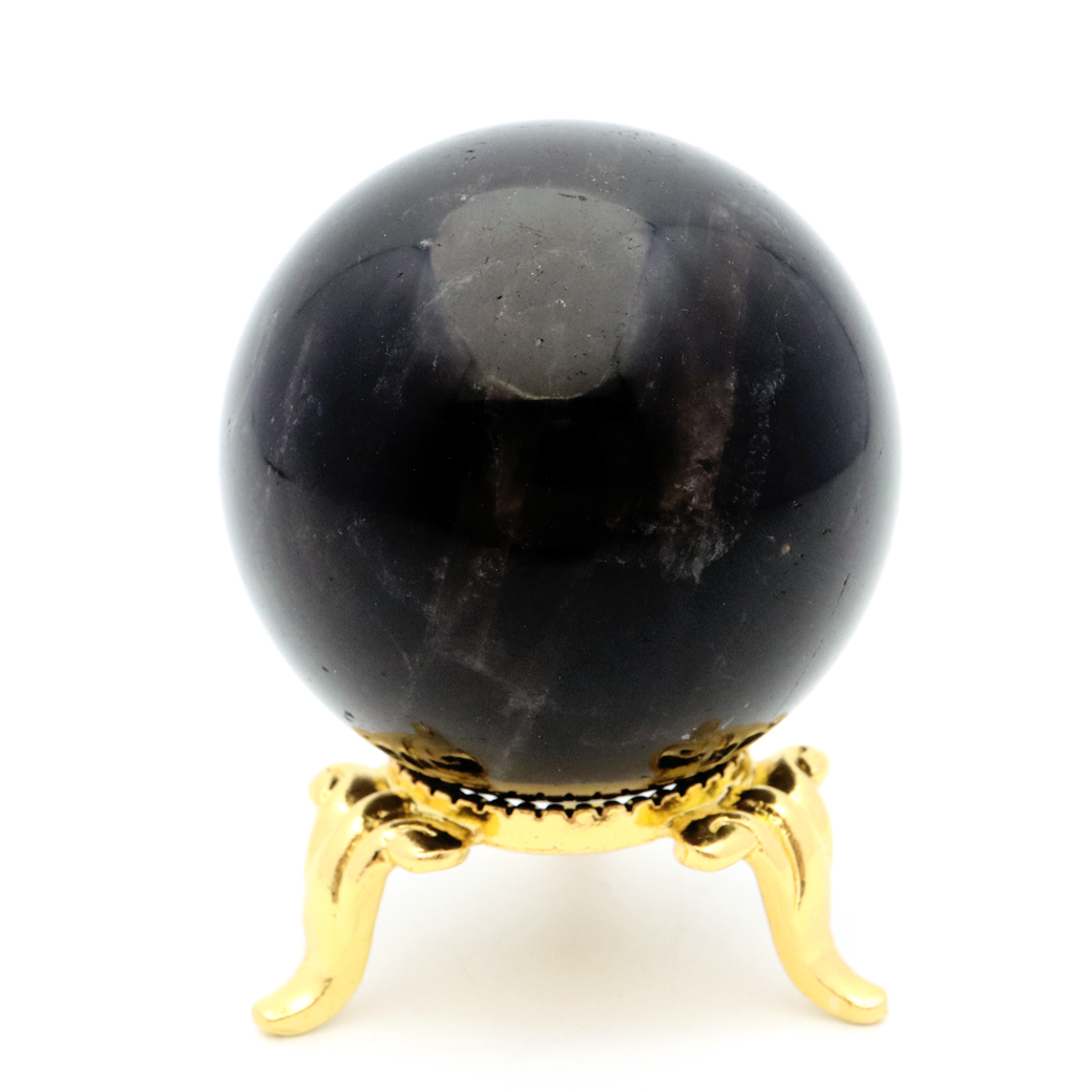 モリオン 黒水晶 丸玉 台座付き 山東省産 天然石 パワーストーン 1点もの