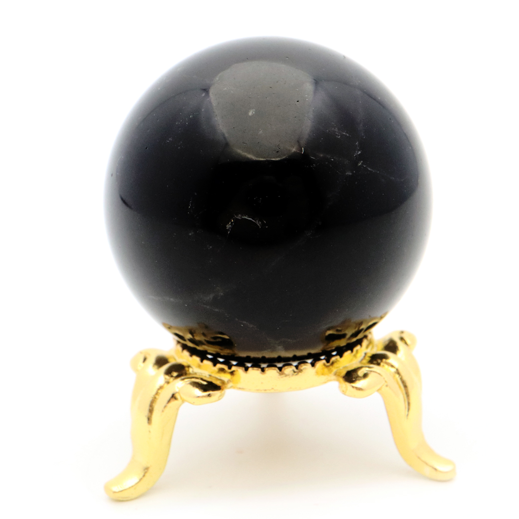 モリオン 黒水晶 丸玉 台座付き 山東省産 天然石 パワーストーン 1点もの
