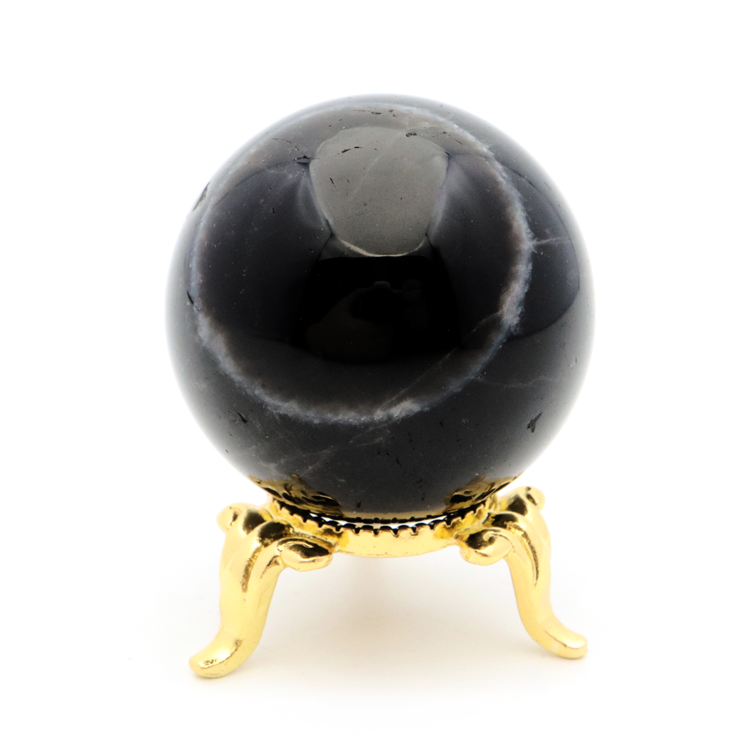 モリオン 黒水晶 丸玉 台座付き 山東省産 天然石 パワーストーン 1点もの