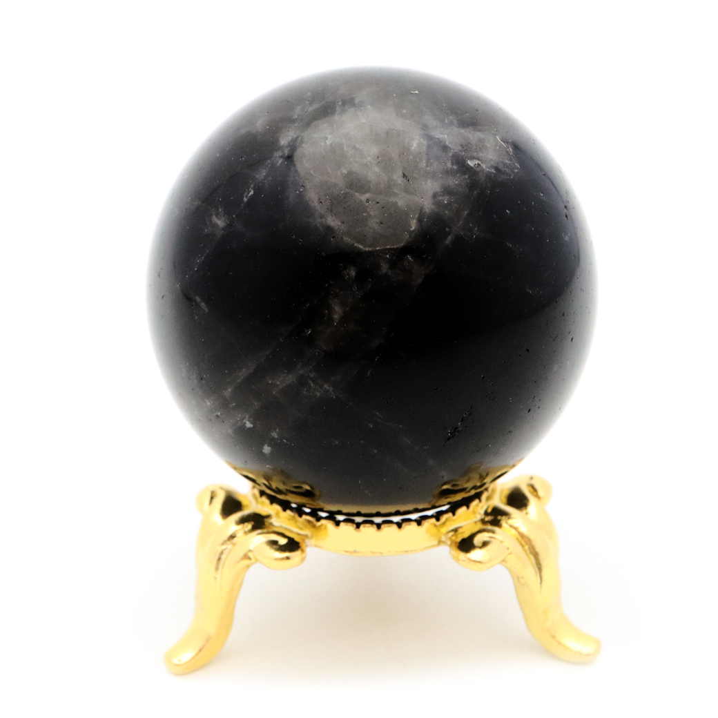 モリオン 黒水晶 丸玉 台座付き 山東省産 天然石 パワーストーン 1点もの