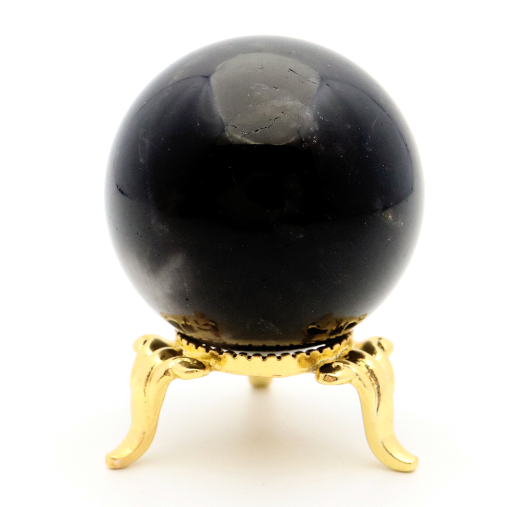 モリオン 黒水晶 丸玉 台座付き 山東省産 天然石 パワーストーン 1点もの