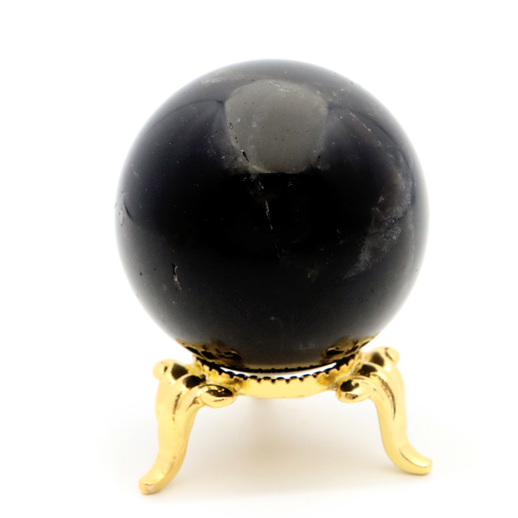 モリオン 黒水晶 丸玉 台座付き 山東省産 天然石 パワーストーン 1点もの