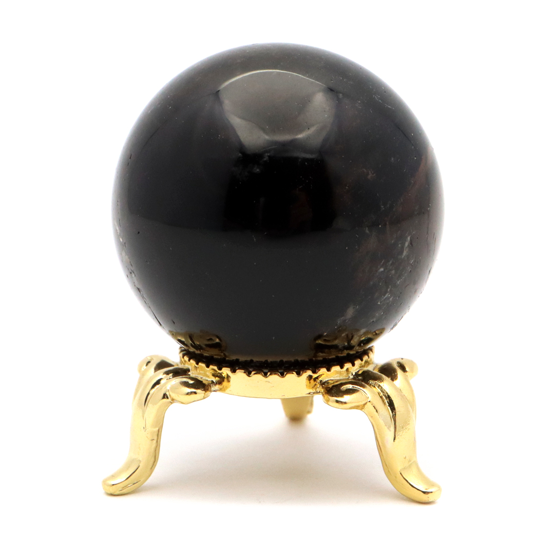 モリオン 黒水晶 丸玉 台座付き 山東省産 天然石 パワーストーン 1点もの 置き物 インテリア 置物 開運 原石 スフィア