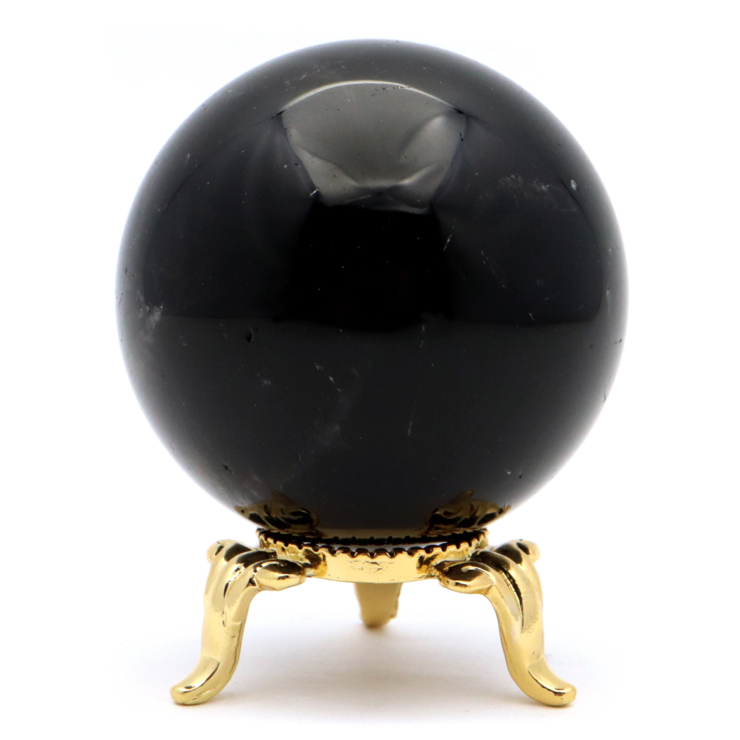 モリオン 黒水晶 丸玉 台座付き 山東省産 天然石 パワーストーン 1点もの 置き物 インテリア 置物 開運 原石 スフィア