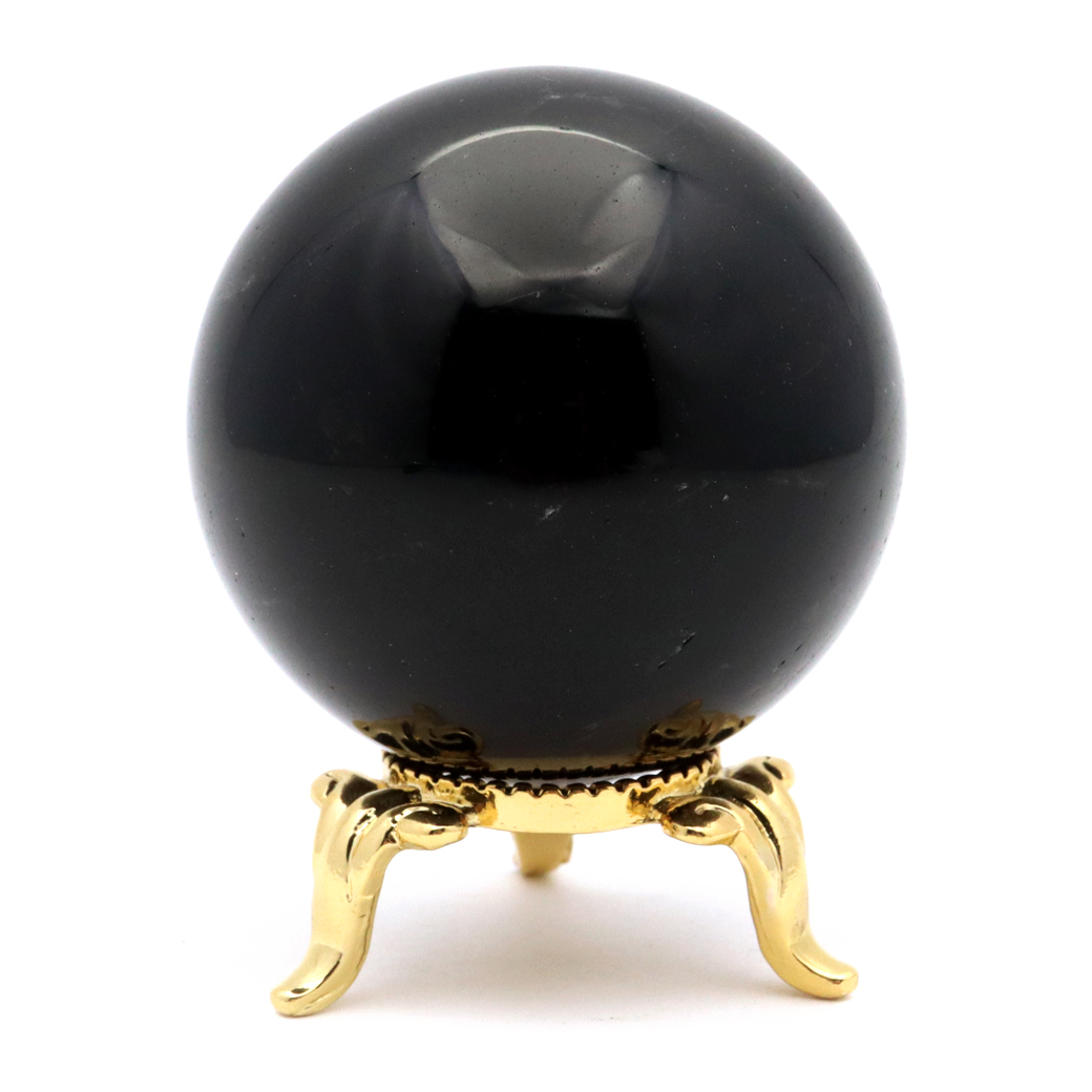 モリオン 黒水晶 丸玉 台座付き 山東省産 天然石 パワーストーン 1点もの 置き物 インテリア 置物 開運 原石 スフィア