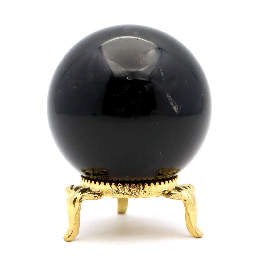 モリオン 黒水晶 丸玉 台座付き 山東省産 天然石 パワーストーン 1点もの 置き物 インテリア 置物 開運 原石 スフィア