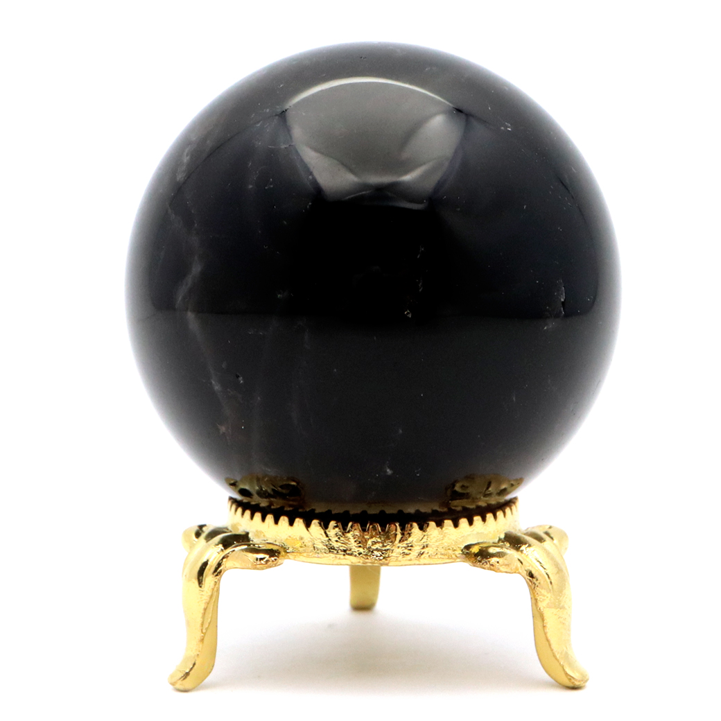 モリオン 黒水晶 丸玉 台座付き 山東省産 天然石 パワーストーン 1点もの 置き物 インテリア 置物 開運 原石 スフィア