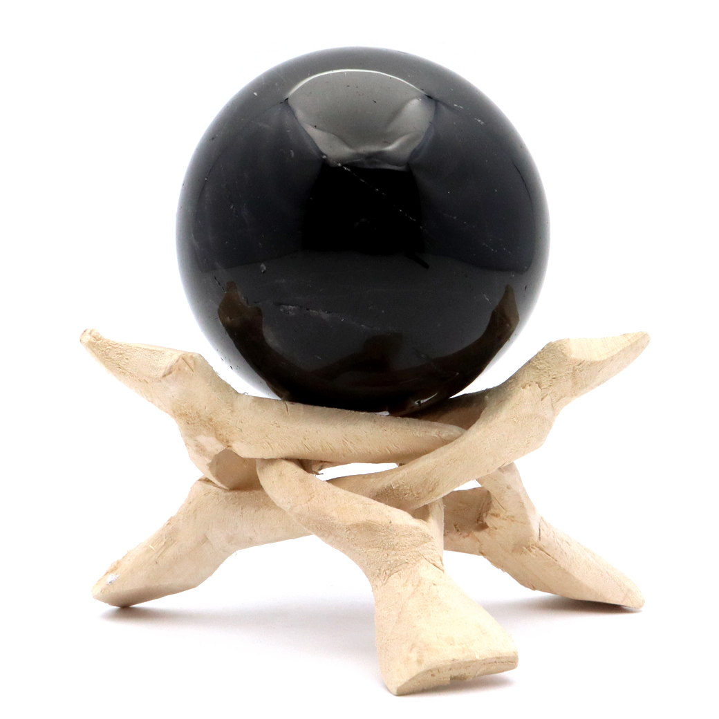 モリオン 黒水晶 丸玉 台座付き 山東省産 天然石 パワーストーン 1点もの 置き物 インテリア 置物 開運 原石 スフィア