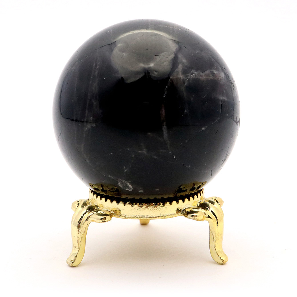 モリオン 黒水晶 丸玉 座付き 山東省産 天然石 パワーストーン 1点もの 置き物 インテリア 置物 開運 原石