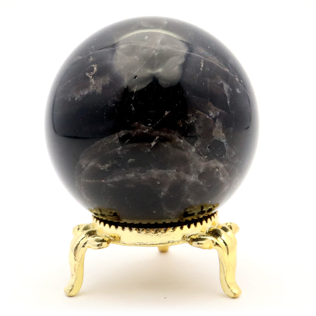 モリオン 黒水晶 丸玉 座付き 山東省産 天然石 パワーストーン 1点もの 置き物 インテリア 置物 開運 原石