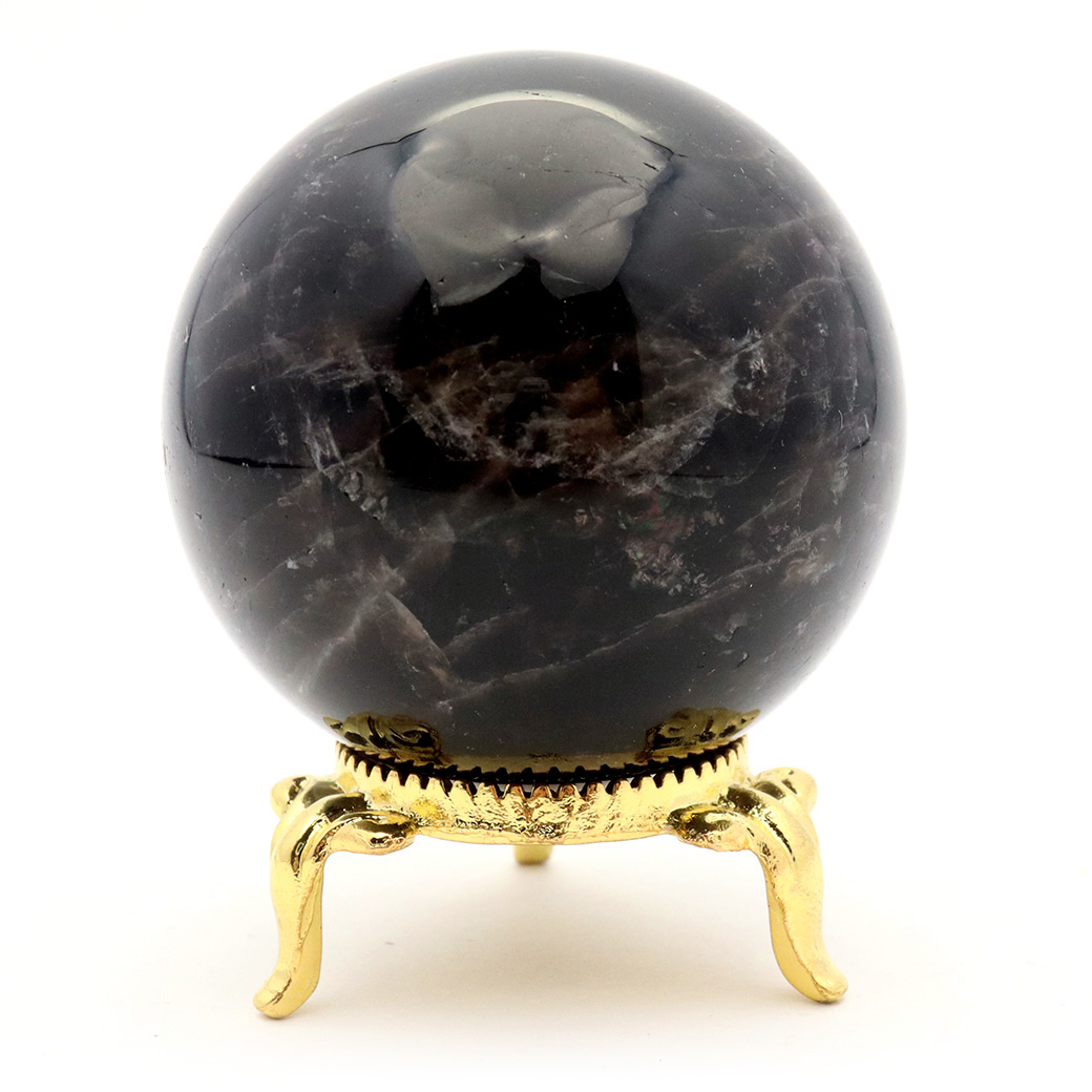 モリオン 黒水晶 丸玉 座付き 山東省産 天然石 パワーストーン 1点もの 置き物 インテリア 置物 開運 原石