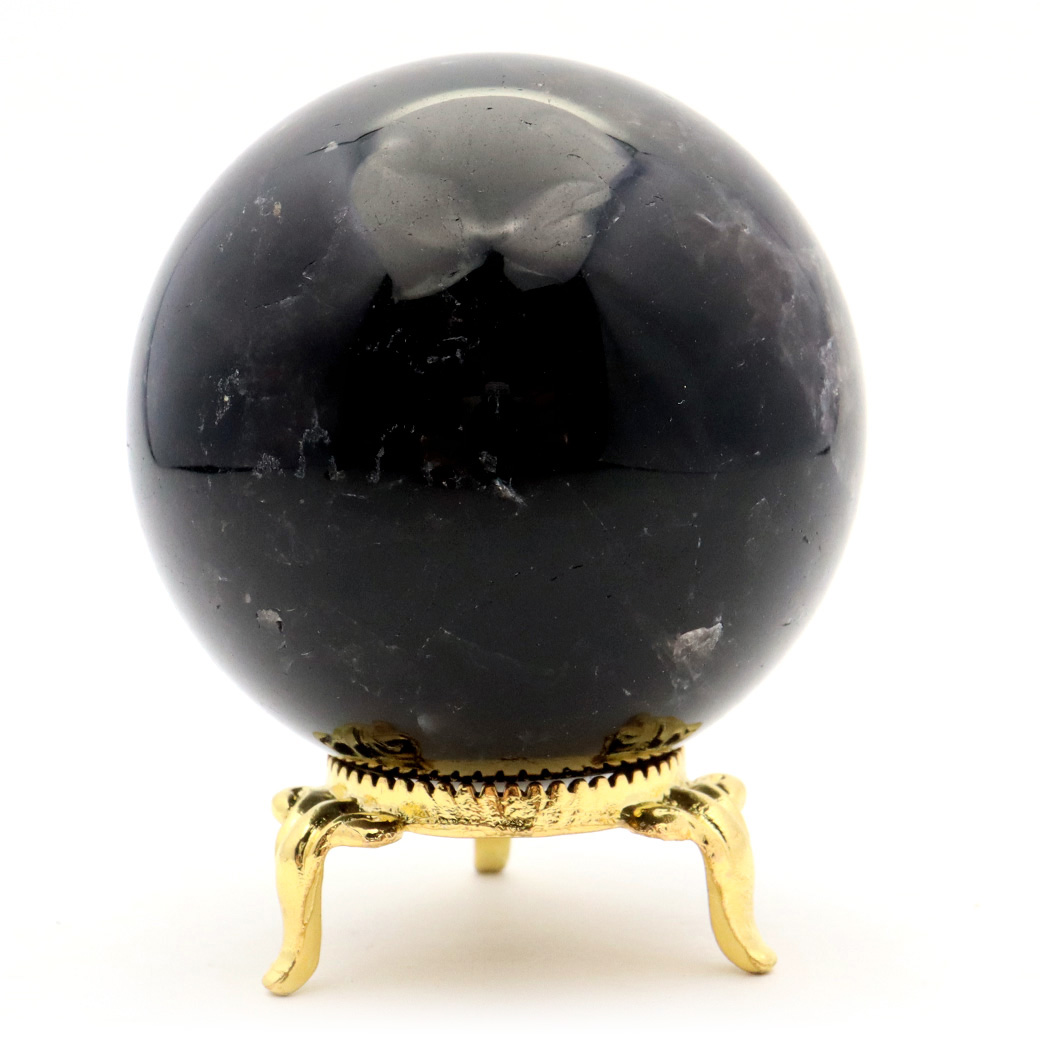モリオン 黒水晶 丸玉 座付き 山東省産 天然石 パワーストーン 1点もの 置き物 インテリア 置物 開運 原石