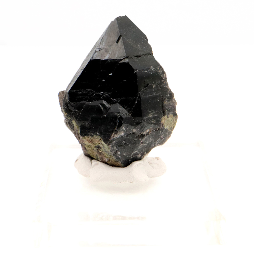 モリオン 黒水晶 原石 ポイント 台座付き 山東省産 57g 1点物 浄化 魔除け 天然石 パワーストーン