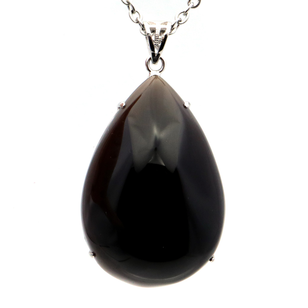 モリオン ネックレス 天然石 ペンダント トップ Lサイズ 大きめ メンズ 本物 男性 黒水晶 1点もの パワーストーン Silver925
