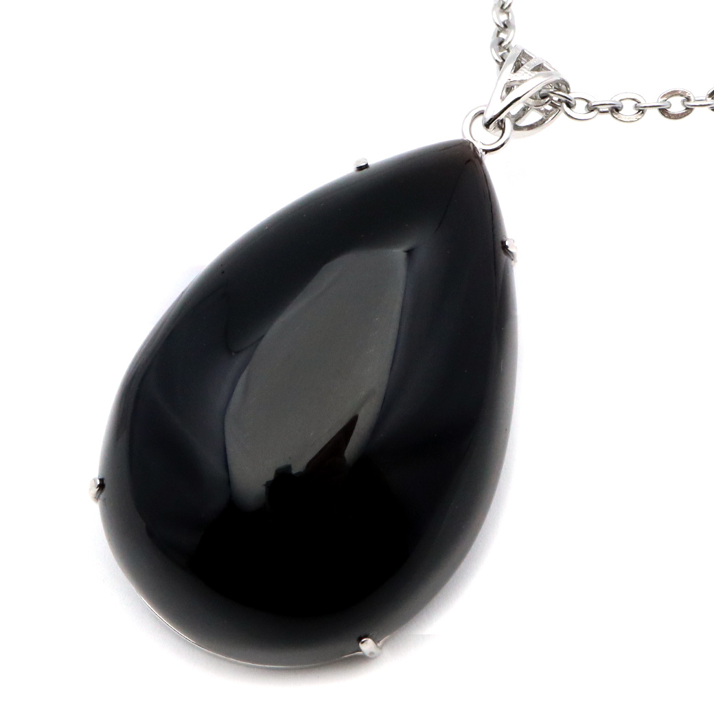 モリオン ネックレス 天然石 ペンダント トップ Lサイズ 大きめ メンズ 本物 男性 黒水晶 1点もの パワーストーン Silver925