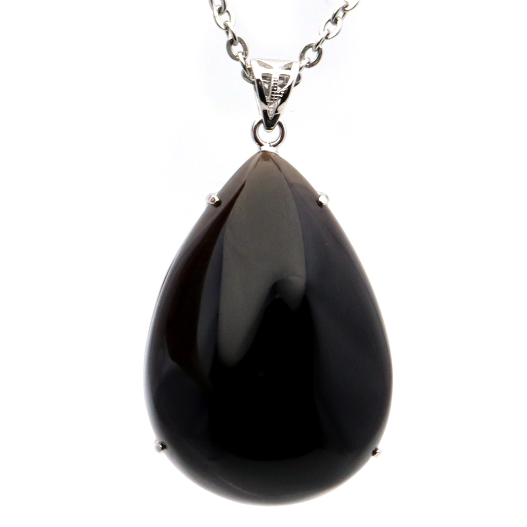 モリオン ネックレス 天然石 ペンダント トップ Lサイズ 大きめ メンズ 本物 男性 黒水晶 1点もの パワーストーン Silver925