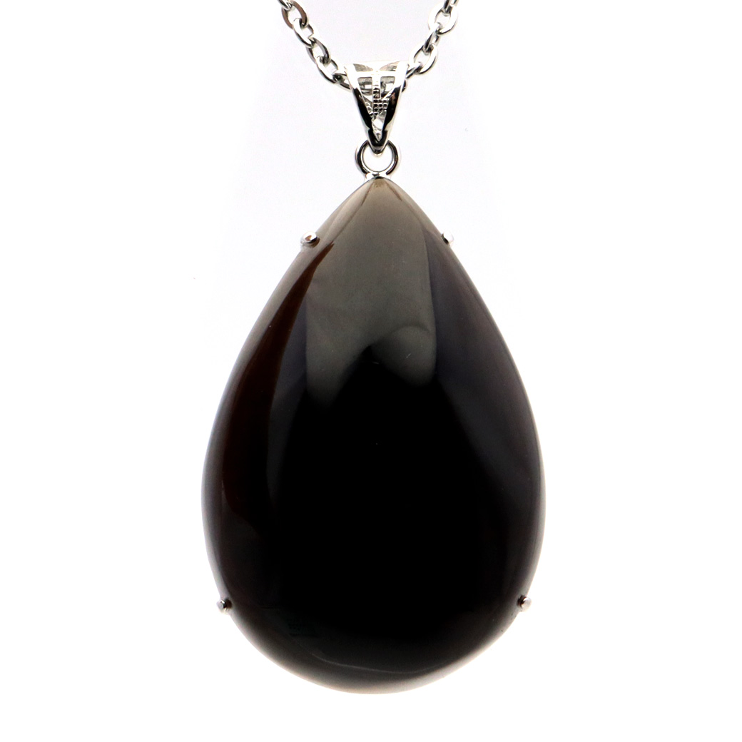 モリオン ネックレス 天然石 ペンダント トップ Lサイズ 大きめ メンズ 本物 男性 黒水晶 1点もの パワーストーン Silver925