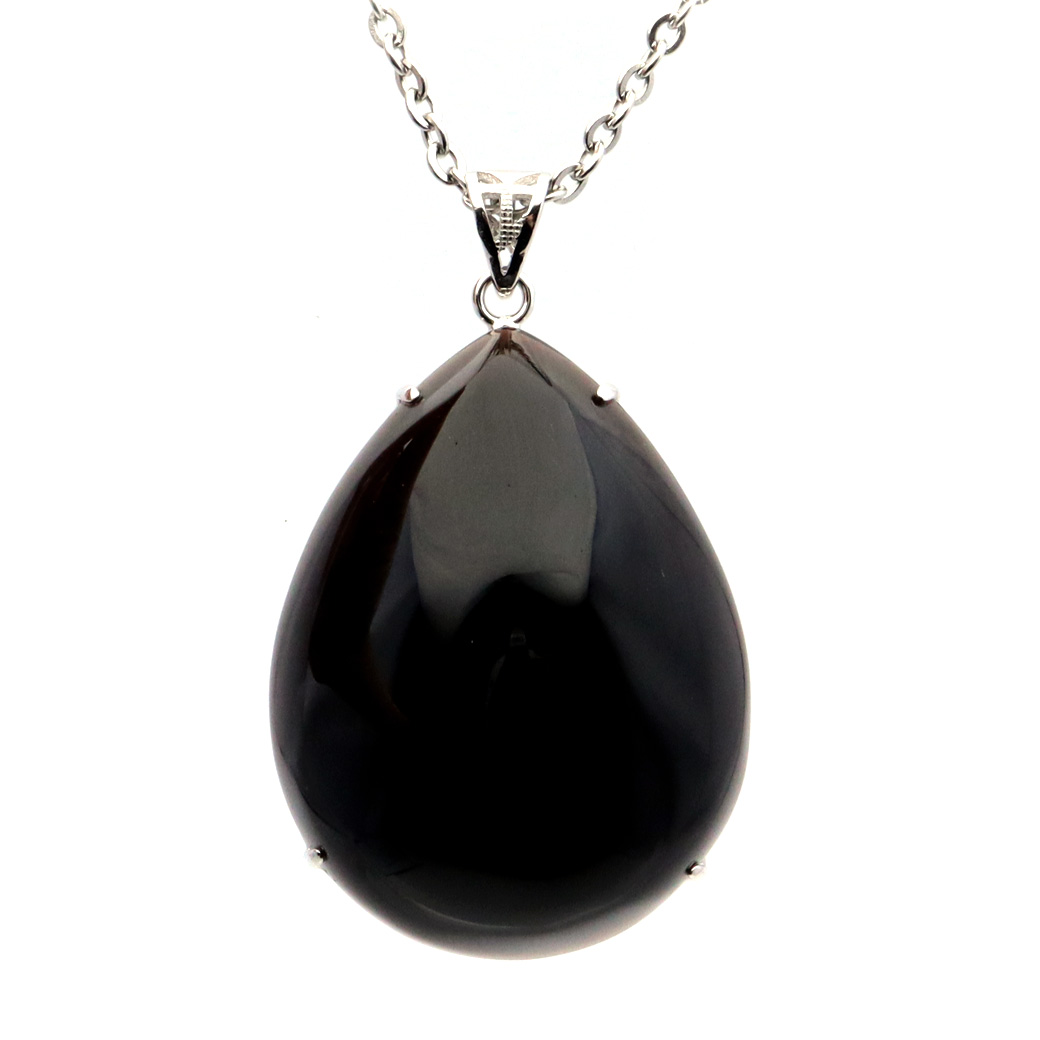 モリオン ネックレス 天然石 ペンダント トップ Lサイズ 大きめ メンズ 本物 男性 黒水晶 1点もの パワーストーン Silver925