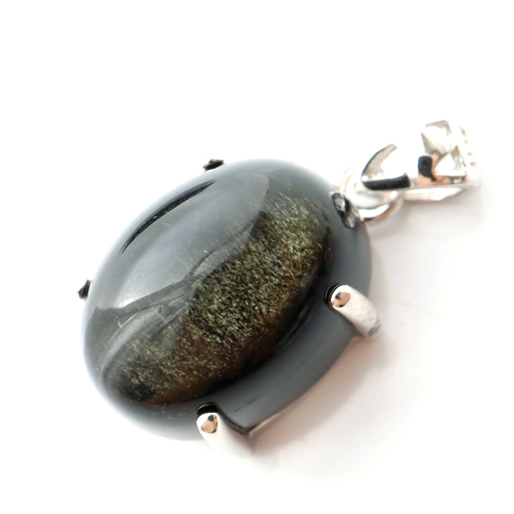 ゴールデンシャイン オブシディアン ペンダント Silver925 天然石 1点物