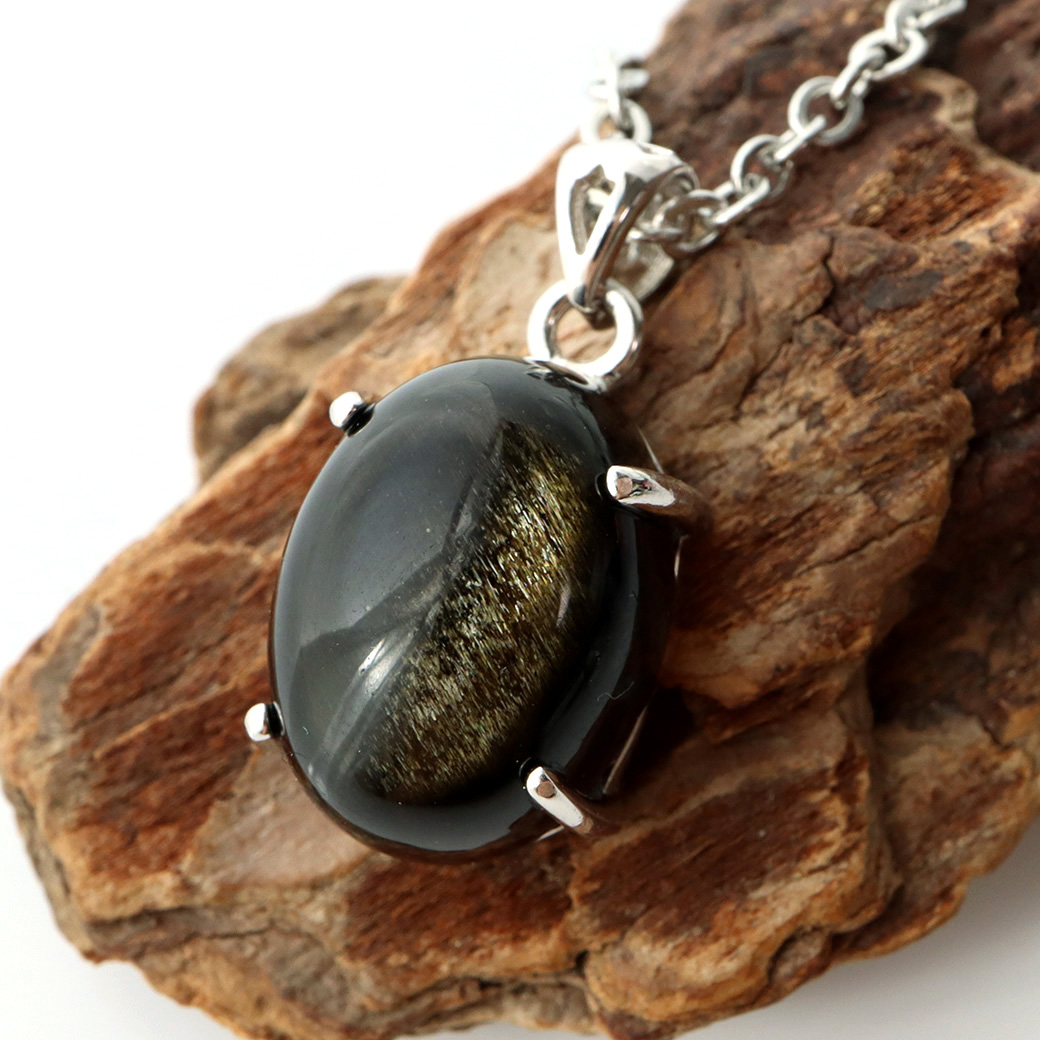 ゴールデンシャイン オブシディアン ペンダント Silver925 天然石 1点物