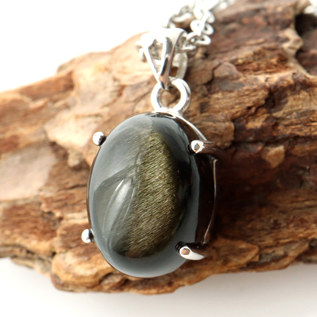 ゴールデンシャイン オブシディアン ペンダント Silver925 天然石 1点物