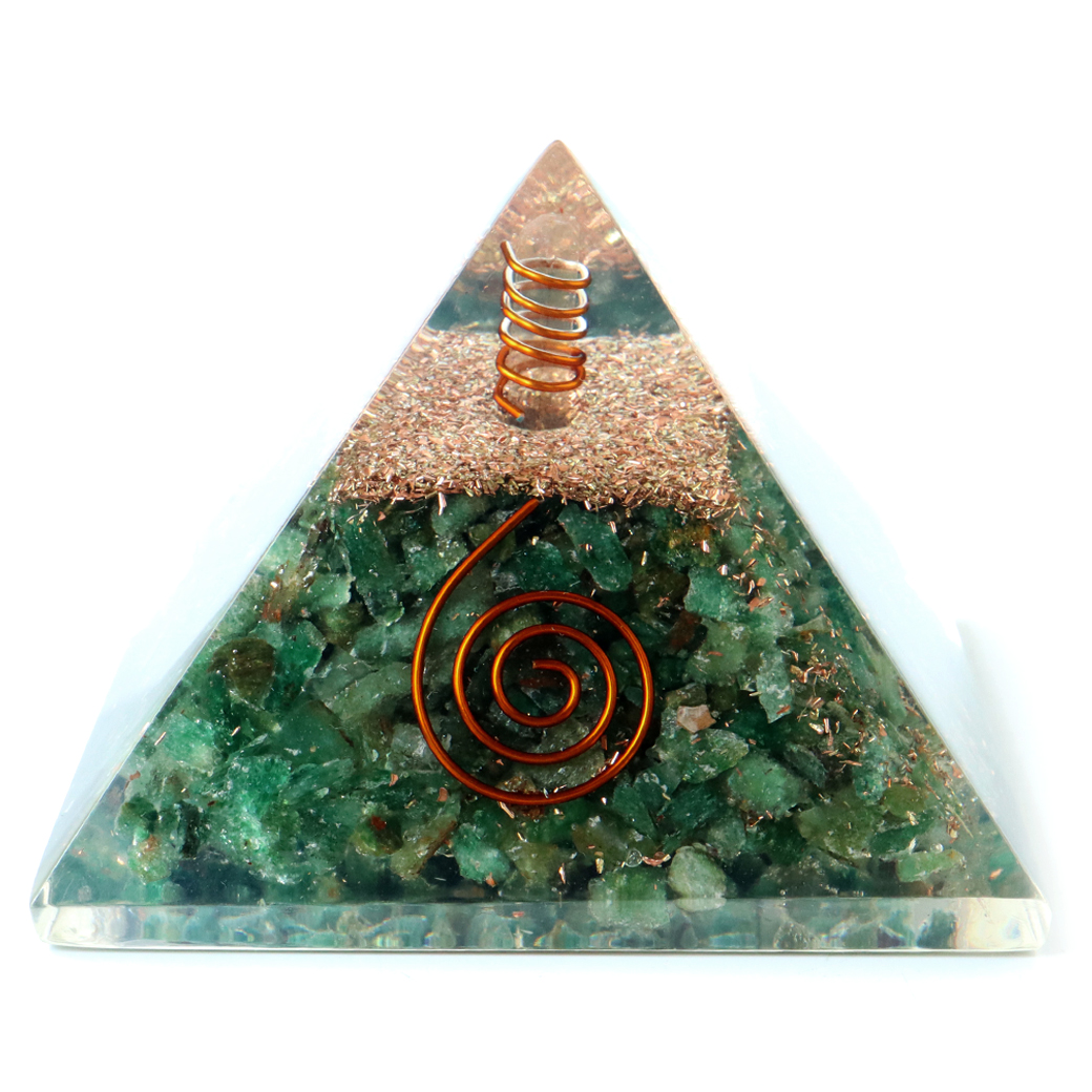 グリーンジャスパー 使用 水晶単結晶入り オルゴナイト ピラミッド 大人気スピリチュアルグッズ 幅約65-70mm前後 母の日