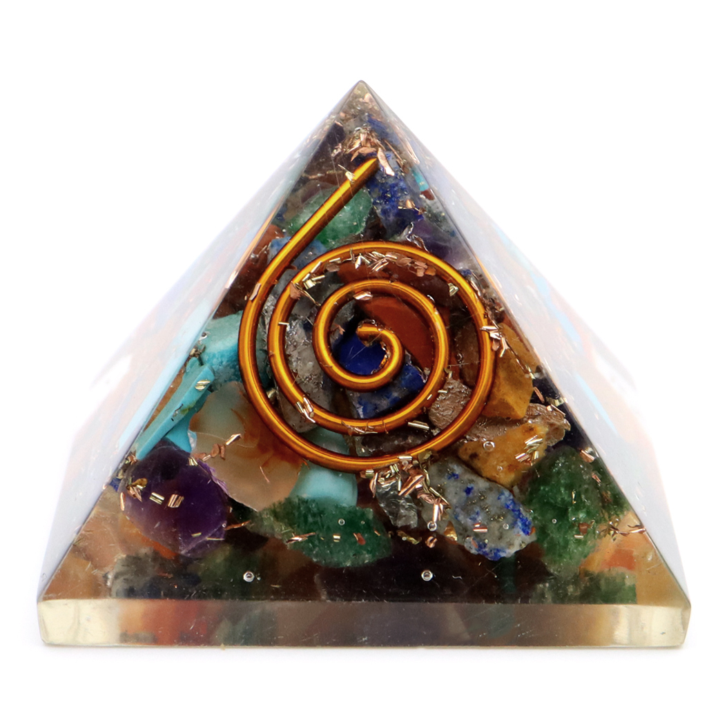 様々な天然石MIX レインボーオルゴナイトピラミッド 30mm 大人気スピリチュアルグッズ ミニサイズ