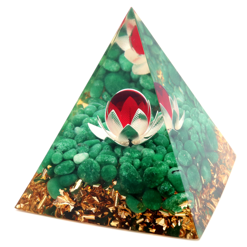 オルゴナイト ピラミッド 蓮の花 orgonite pyramid  置物 天然石 パワーストーン 浄化