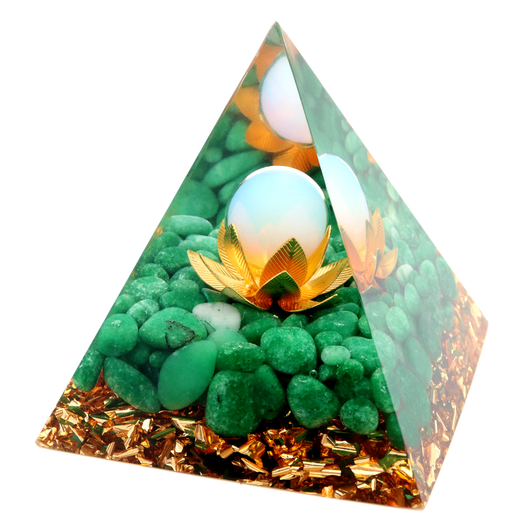 オルゴナイト ピラミッド 蓮の花 orgonite pyramid  置物 天然石 パワーストーン 浄化