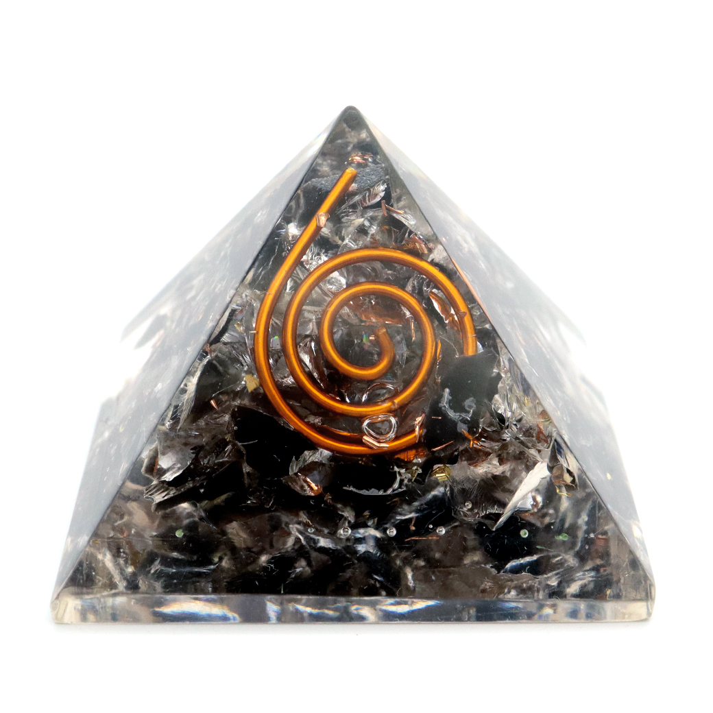 モリオン使用 オルゴナイト ピラミッド 黒水晶 大人気 スピリチュアルグッズ 幅約30mm前後