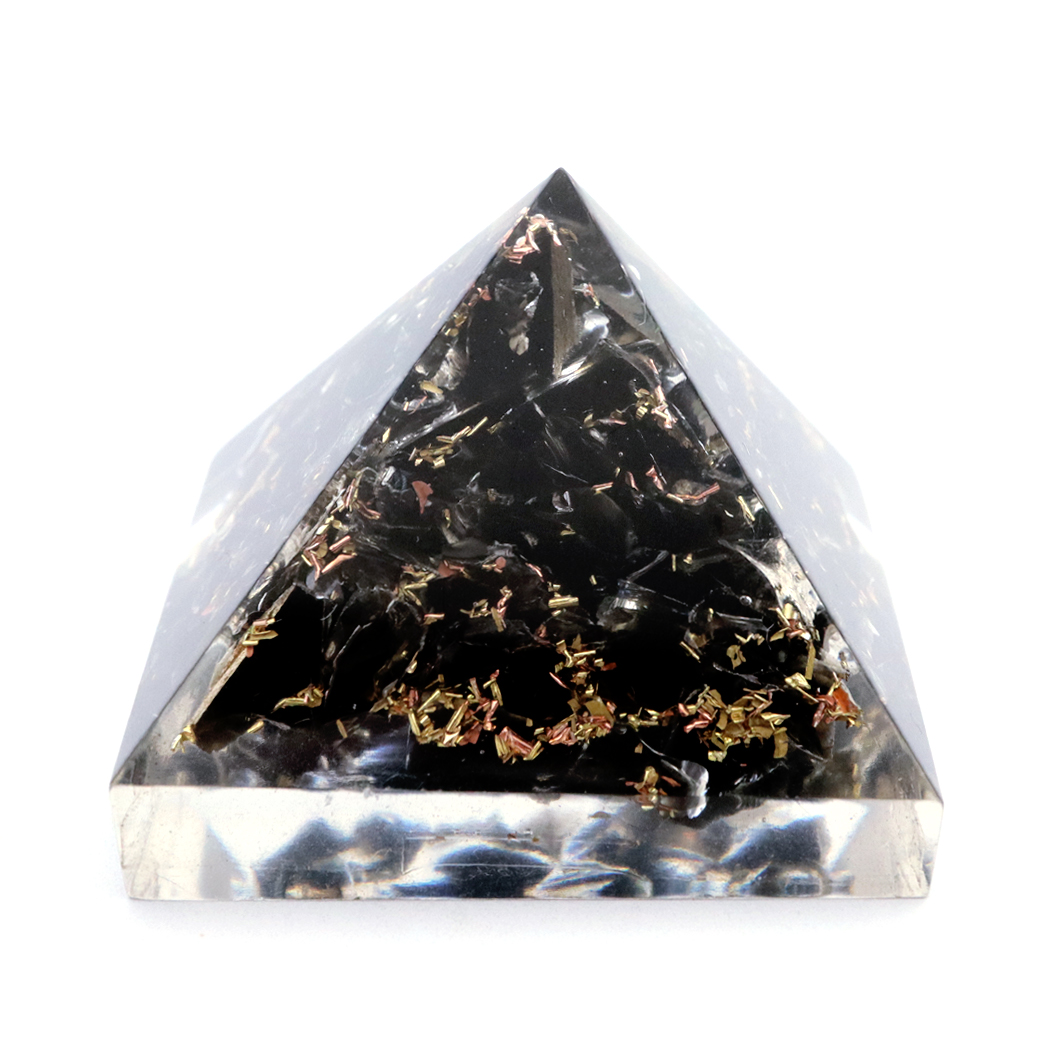 モリオン使用 オルゴナイト ピラミッド 黒水晶 大人気 スピリチュアルグッズ 幅約30mm前後 コイル無し