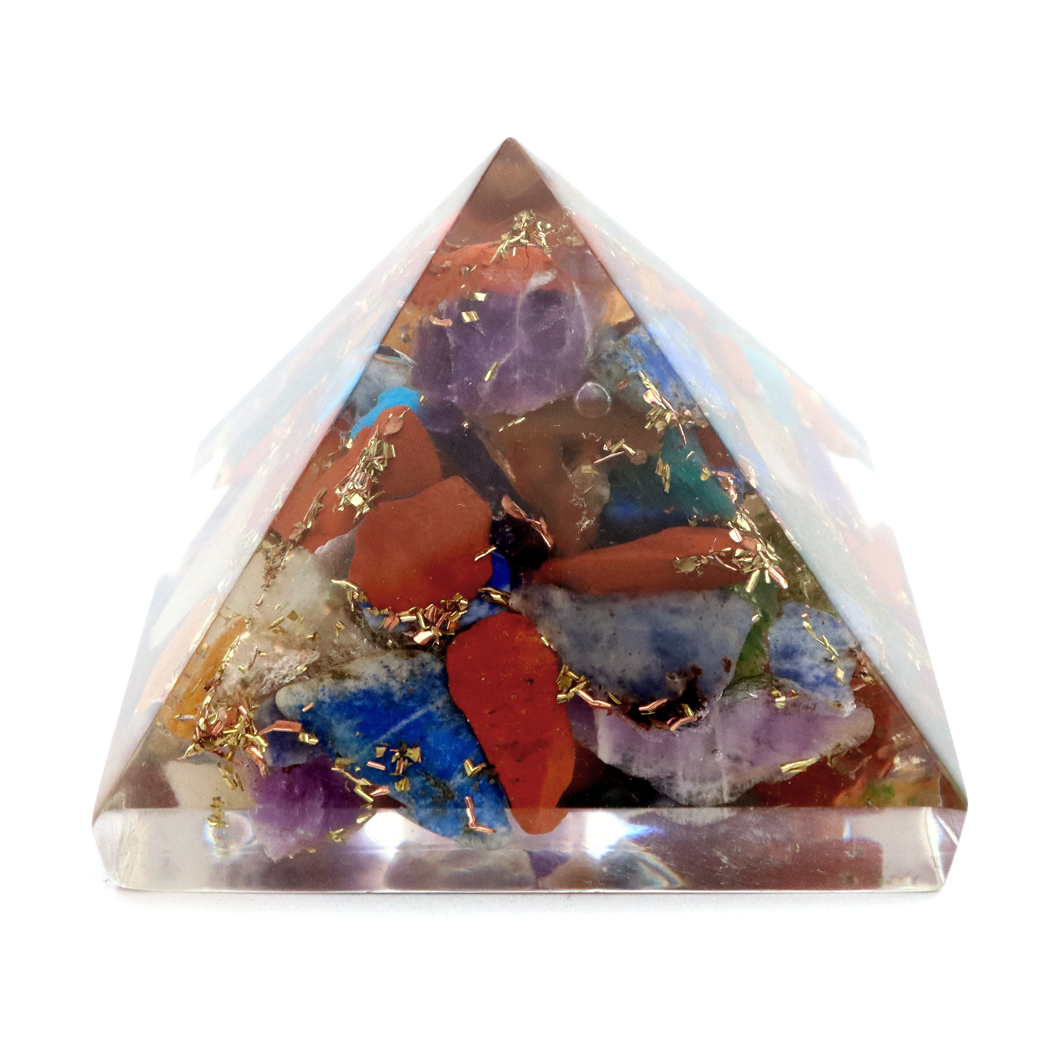 様々な天然石MIX オルゴナイト ピラミッド 大人気 スピリチュアルグッズ 幅約30mm前後 コイル無し