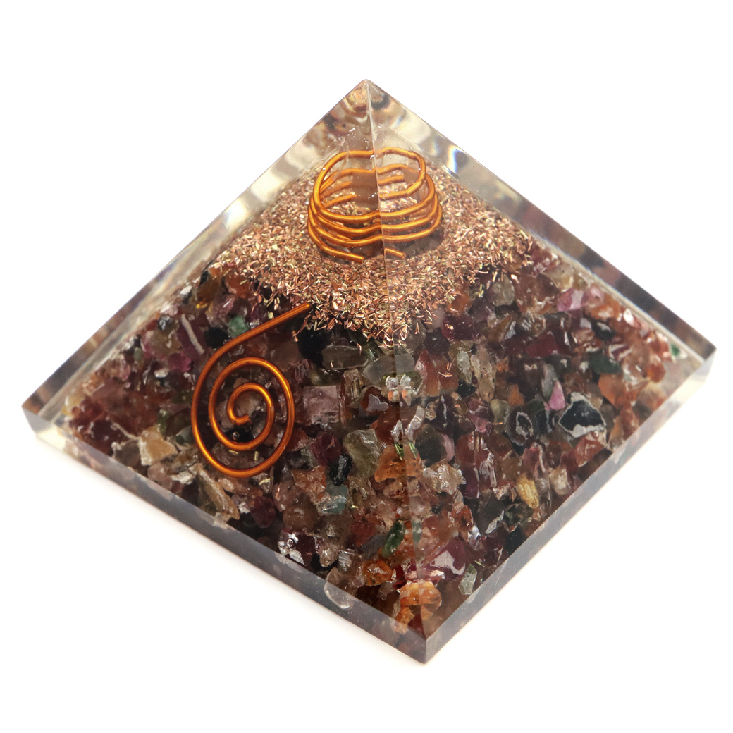 トルマリン 使用 水晶 単結晶入り オルゴナイト ピラミッド 大人気 スピリチュアルグッズ 幅約55mm前後