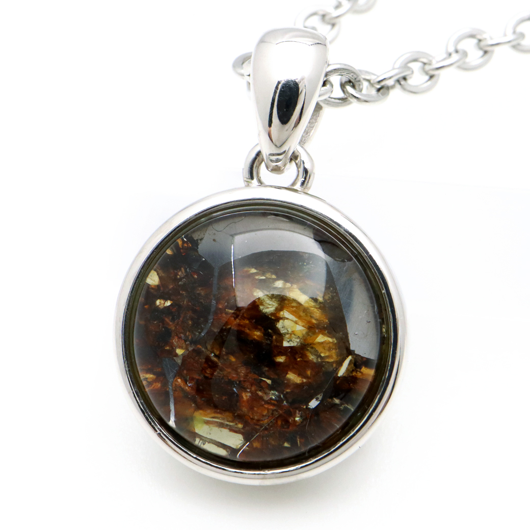 パラサイト隕石 ネックレス 石鉄隕石 ケニア産 ペンダント かんらん石 1点物