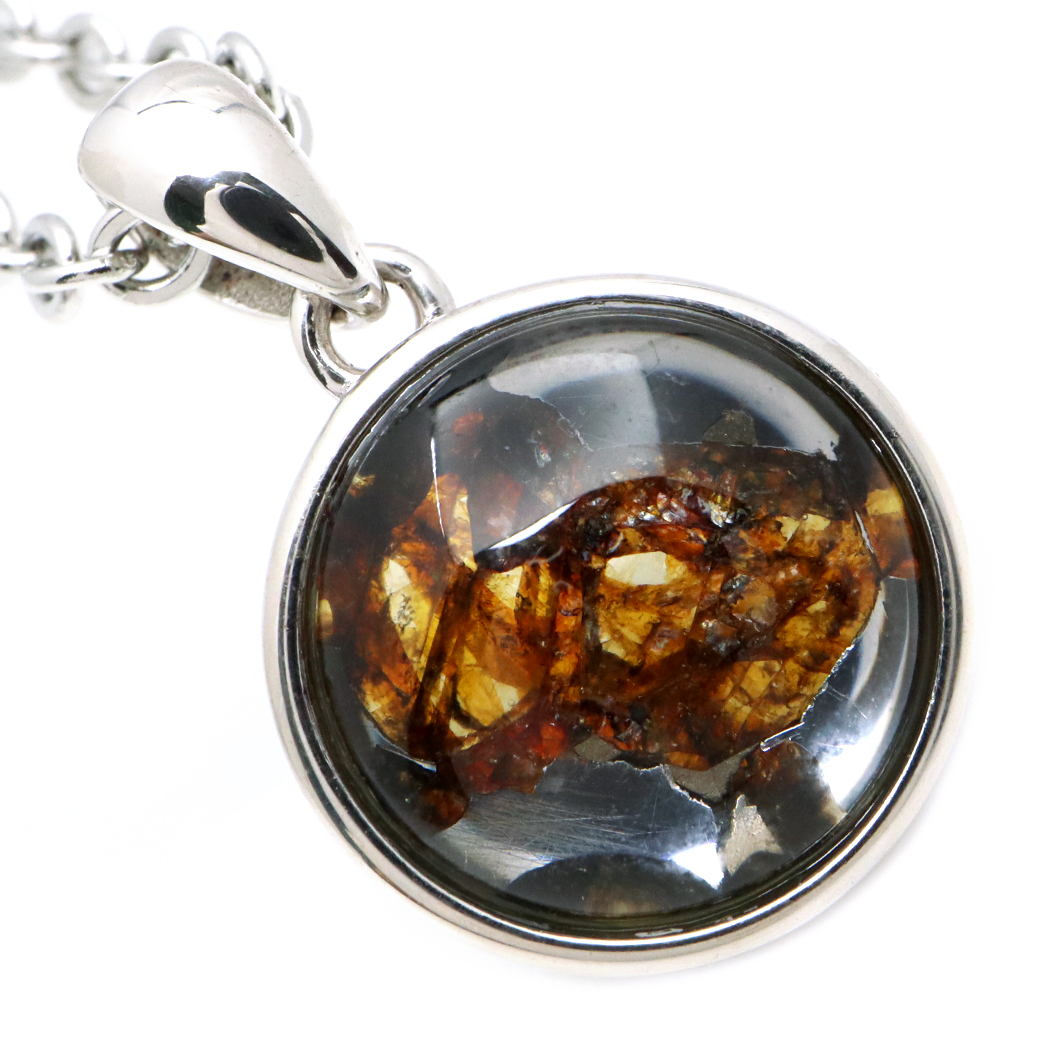 パラサイト隕石 ネックレス 石鉄隕石 ケニア産 ペンダント かんらん石 1点物