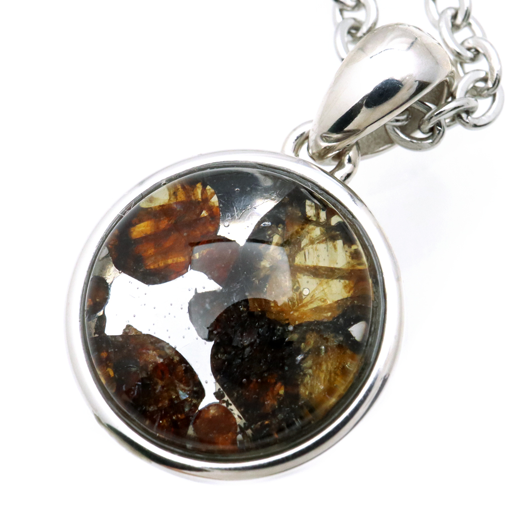 パラサイト隕石 ネックレス 石鉄隕石 ケニア産 ペンダント かんらん石 1点物