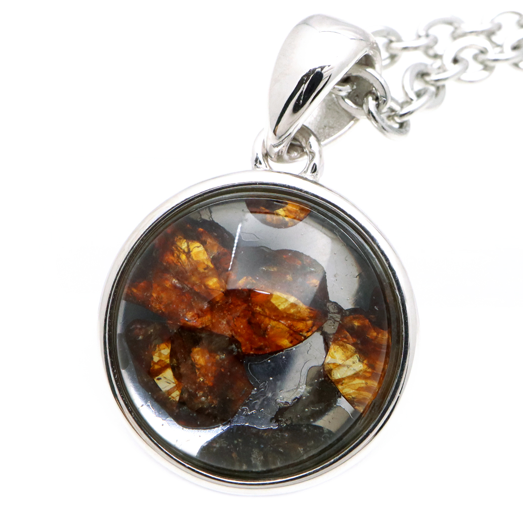 パラサイト隕石 ネックレス 石鉄隕石 ケニア産 ペンダント かんらん石 1点物